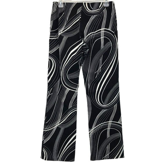 Vintage Haven Bleu B/W Flare Pants sz 6 Psychedelic Y2K - Picture 2 of 13